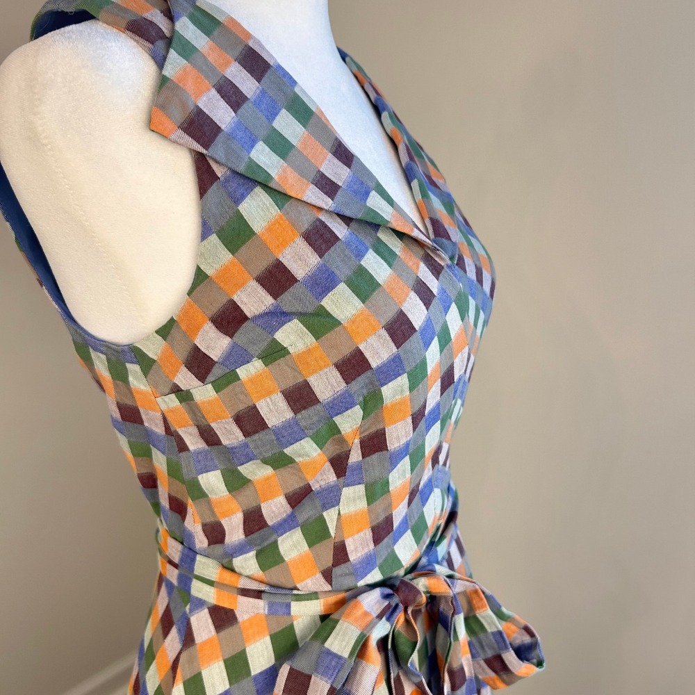 ModCloth Gingham Fit & Flare Dress Women Small Sleeveless Retro Midi Cottagecore - Picture 5 of 12